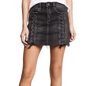 Denim Skirt with Lace-Up Accents